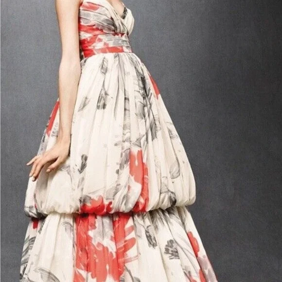 NWOT Anthropologie x BHLDN Beth Bowley Neela Silk Tiered wedding floral Dress 8